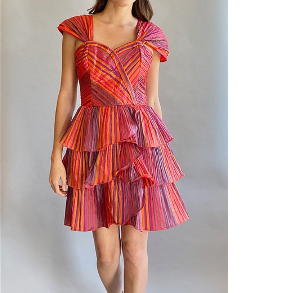 Vintage Pink & Orange Striped Dress
